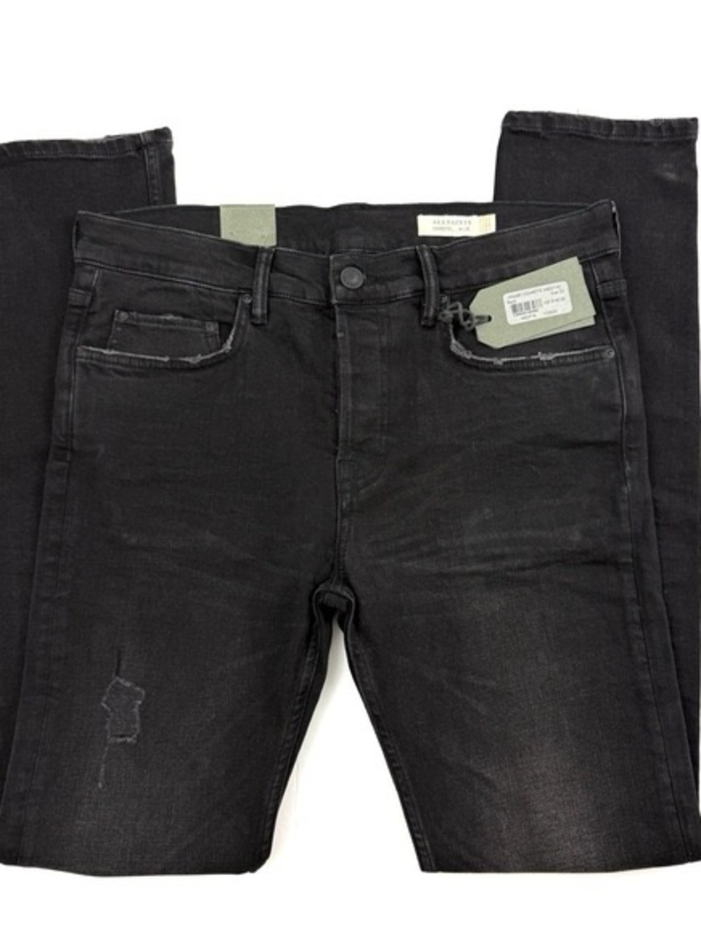 All Saints Kikare Cigarette Skinny Jeans Black Wash Light Distressed